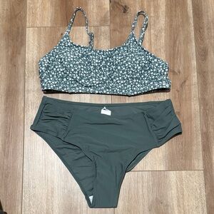 Cupshe Floral Teal Bikini Set